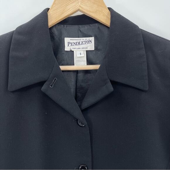 Vintage 90s Pendleton Y2K Black Button Front Office Preppy Blazer Jacket Size 6 - Picture 2 of 9